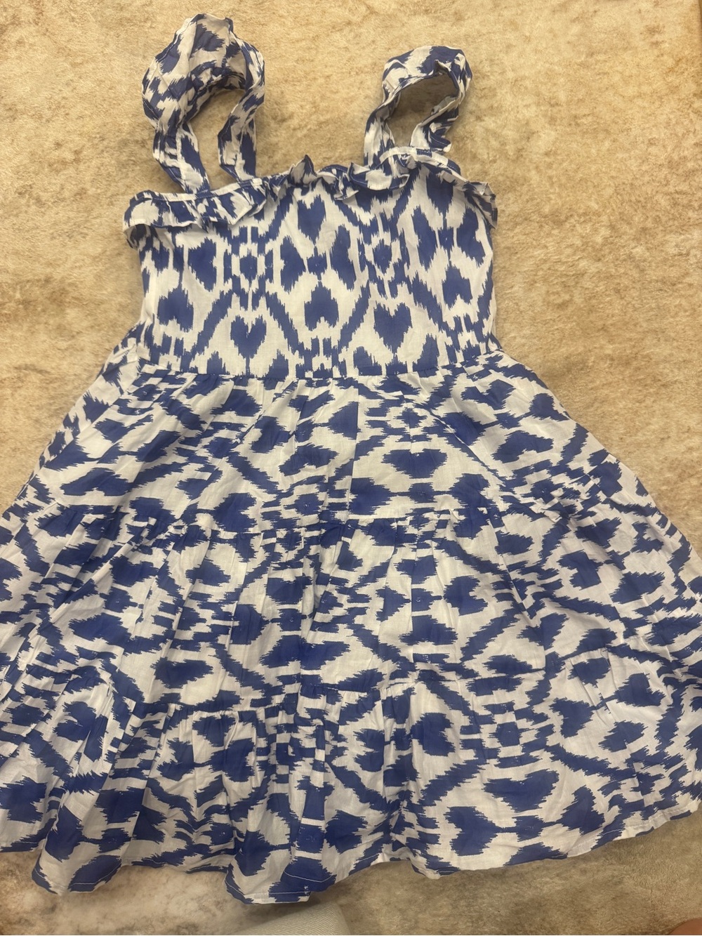 Janie and Jack Blue and White Printed Ruffle-Strap Sundress